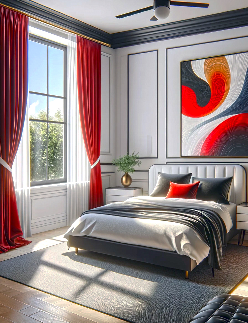 10 Red Curtains Bedroom Ideas