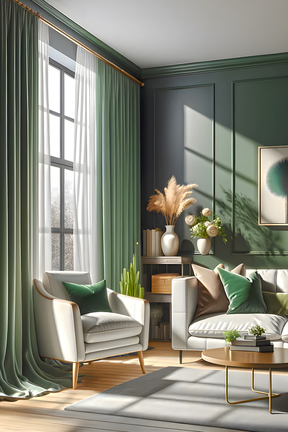 18 Living Room Ideas with Green Curtains