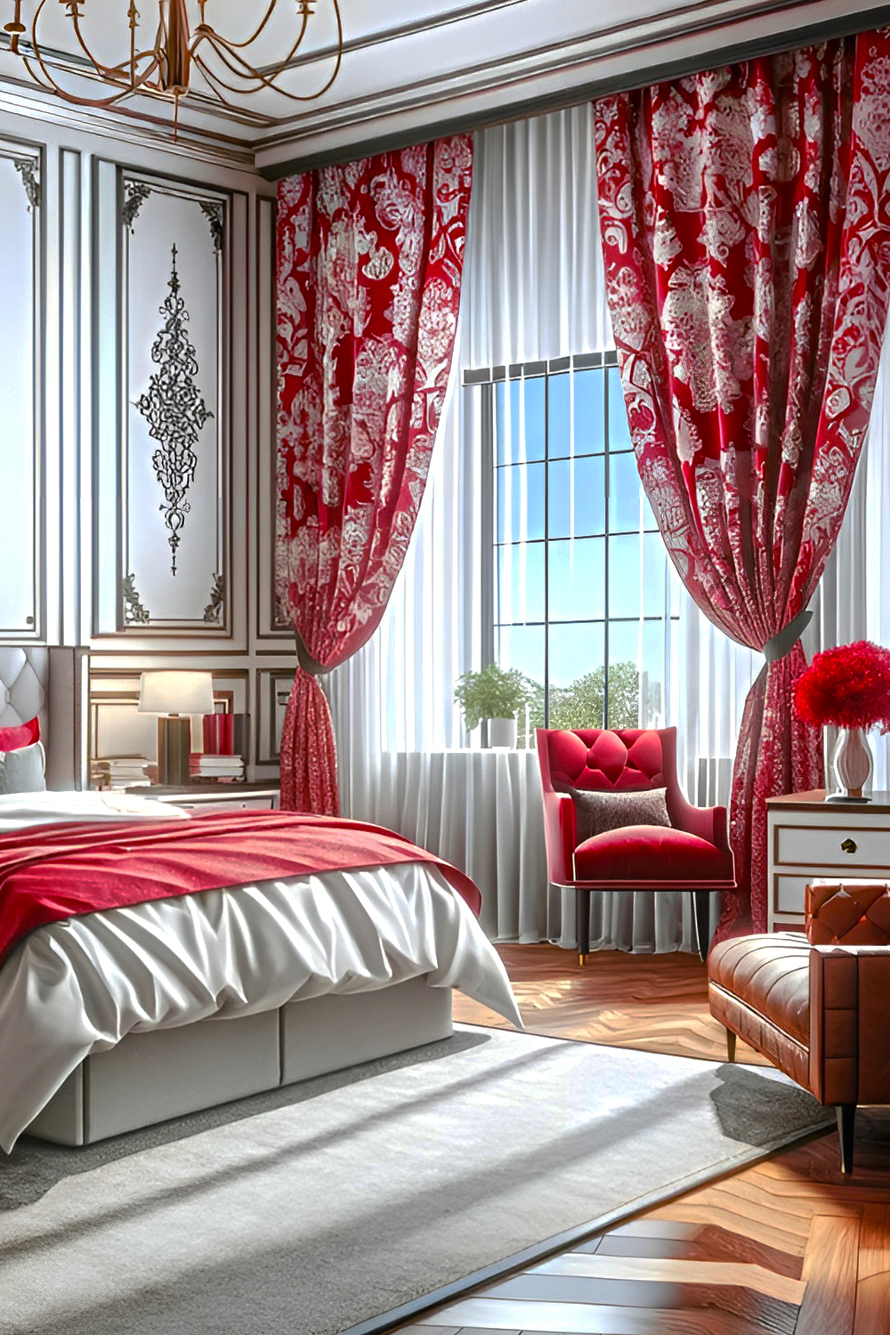 10 Red Curtains Bedroom Ideas